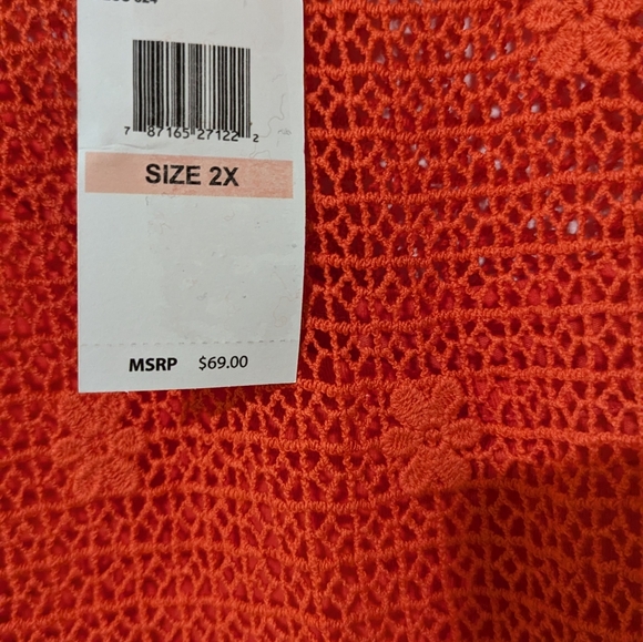 Jessica Simpson McKenna women's blouse sz 2X embroidery sleeveless hot coral - Picture 10 of 16